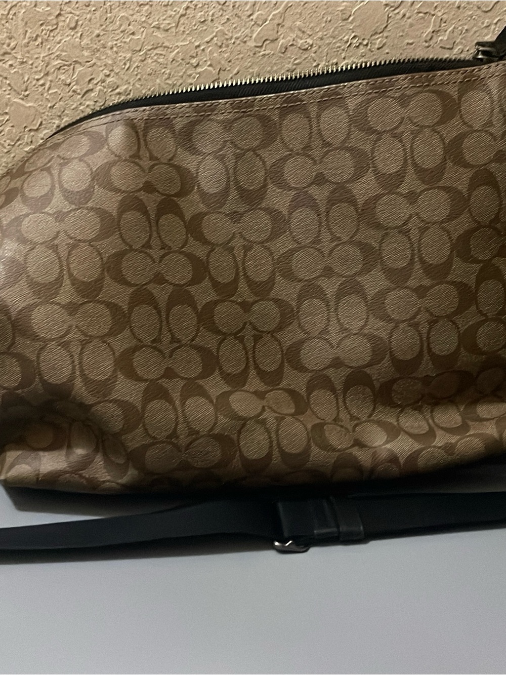 Coach Black Canvas Shoulder Bag Interior View